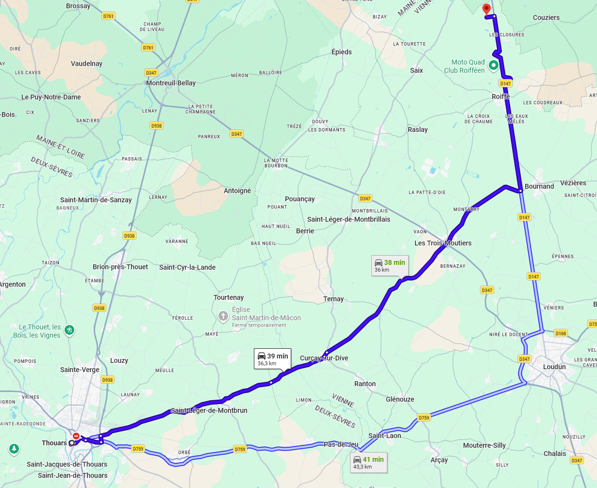 Itinéraire Thouars - Domaine de Roiffé